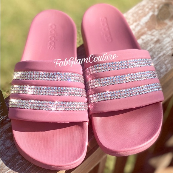 blush adidas slides